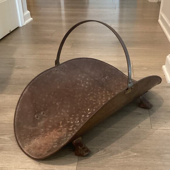 other Other - Vintage Brass Firewood Holder Handle Patina Farmhouse Country Modern Heritage